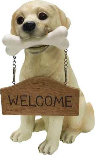 Miniatura 8 de Nature's Mark Estatua de cachorro de perro Cocker Spaniel con letrero de bienvenida reversible y letrero de marcha de resina, decoración de jardín
