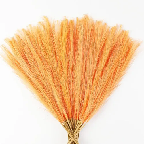 Decoración de hierba de pampa naranja otoñal, 30 piezas de 17 pulgadas de hierba de pampa sintética, arreglo floral de hierba de pompas y relleno de