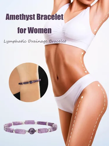 Miniatura 2 de Harry and Henry Pulsera de amatista para mujer, pulseras de energía con cuentas naturales para adelgazar la terapia linfática, pulsera para aliviar