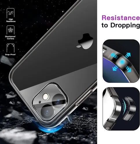 Miniatura 4 de JETech Funda 5 en 1 para iPhone 12 Mini de 5.4 pulgadas, con 2 protectores de pantalla y 2 protectores de lente de cámara, película de vidrio Negro