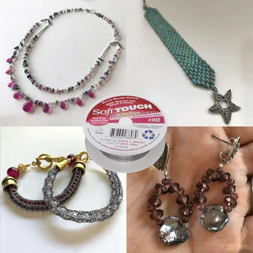 Miniatura 4 de Soft Flex Alambre de cuerda de 21 hebras, trenzado flexible, fino, 0.14 de diámetro, alambre de cuentas para fabricación de joyas, plata satinada