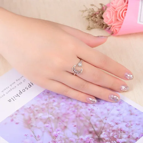 Miniatura 2 de Lindo anillo de plata de ley ajustable para mujer, cumpleaños, Halloween, Navidad, S925, regalo de joyería de plata