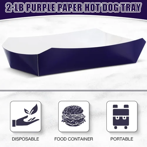 Miniatura 3 de Potchen Paquete de 200 bandejas de papel para perros calientes, desechables de 2 libras, botes de comida de papel resistente, resistentes a