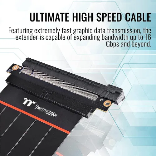 Miniatura 3 de Thermaltake TT Premium PCI-E 4.0 Alta Velocidad Flexible Extensor Elevador Cable 11.811 in AC-058-CO1OTN-C1
