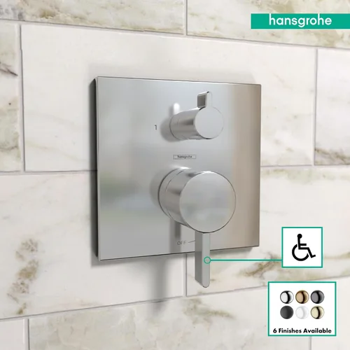Miniatura 3 de hansgrohe Ecostat Válvula de presión de balance moderno para ducha con desviador en cromo, 15862001