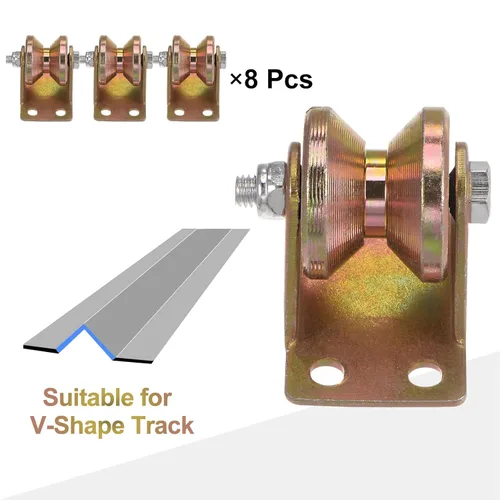 Miniatura 5 de HARFINGTON 8 piezas de ruedas de ranura en V de 1.2 pulgadas para puerta corredera, ruedas rígidas con soporte para V-Track invertido, capacidad