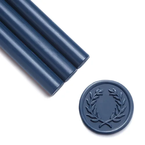UNIQOOO Varillas de Cera de Sellado Enviables con Pistola de Pegamento para Sello de Cera - Azul Marino, Ideal para Invitaciones de Boda, Sobres de