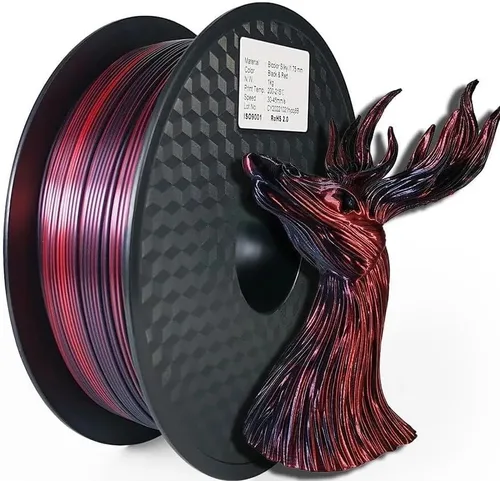 Filamento de impresora 3D bicolor PLA 8.82 oz Duotono 0.069 in para impresión 3D Magic Rojo-Azul Negro-Rojo dos colores de material similar a La