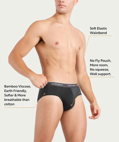 Miniatura 2 de DAVID ARCHY Calzoncillos de bambú para hombre, súper suaves, cómodos, ligeros, paquete de calzoncillos, C