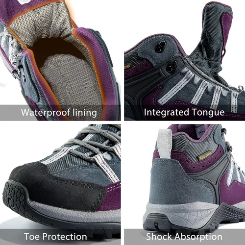 Miniatura 6 de Wantdo Botas de senderismo impermeables para mujer antideslizantes botas tácticas para senderismo al aire libre