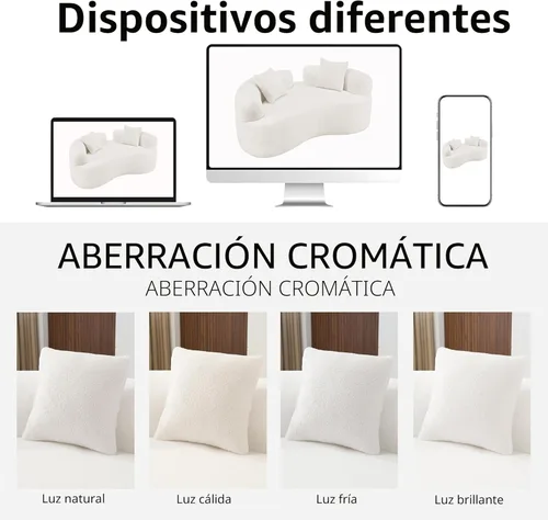 Miniatura 7 de Sofá biplaza curvo de 67 pulgadas para sala de estar, sofá biplaza de asiento profundo con 2 almohadas decorativas, sofá biplaza moderno con tela