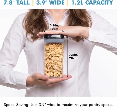 Miniatura 2 de Shazo Contenedores herméticos para almacenamiento de alimentos con tapas - 6 unidades de contenedores de cereal de plástico transparente sin BPA