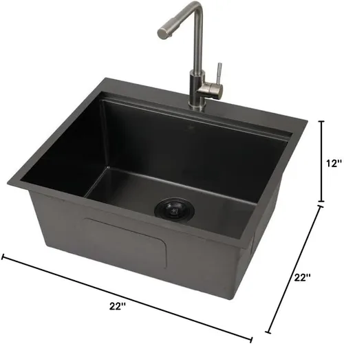 Miniatura 3 de STARSTAR Repisa para estación de trabajo, fregadero de cocina de acero inoxidable mate satinado mate para montaje superior, patio, bar, lavandería