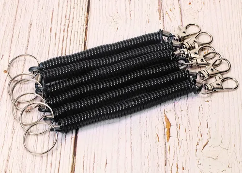 Miniatura 2 de Mini Skater Llavero retráctil en espiral, 6 unidades, con cuerda elástica antipérdida, con cierre de mosquetón de metal para llaves, cartera