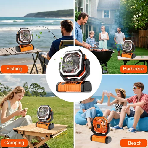 Miniatura 7 de ZioeYiue Ventilador de campamento recargable, 20000 mAh ventiladores de batería grande, ventilador recargable de 4 velocidades con control remoto