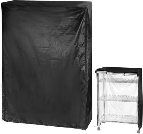 Miniatura 10 de QWORK Funda para Estante de Alambre - 60"x24"x72", Tela Oxford, Mantiene el Estante Limpio, Para Hogar, Oficina, Almacenamiento y Garaje, Negro 1