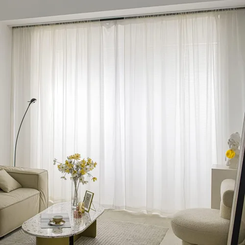 Miniatura 7 de Cortinas semitransparentes para ventanas de 50 pulgadas de largo, 52 pulgadas de ancho, juego de 2 paneles de cortinas traslúcidas, bolsillo