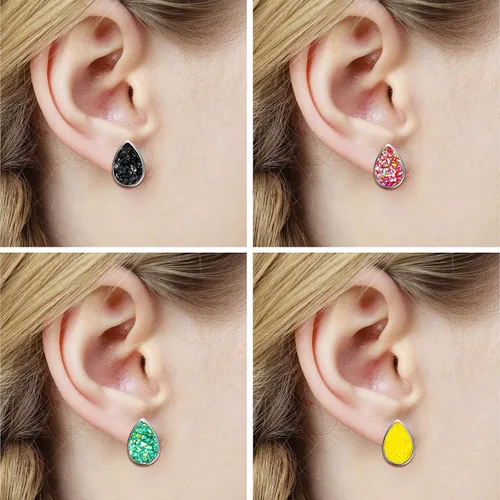 Miniatura 5 de Juego de 20 pares de aretes tipo dormilona de acero inoxidable, aretes perforados, joyería para mujer