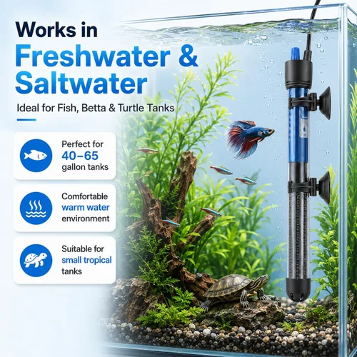 Miniatura 3 de Mylivell - Calentador de acuario sumergible ajustable de 200 W con termostato para tanques Betta, tortuga, agua salada y agua dulce de 40 a 65