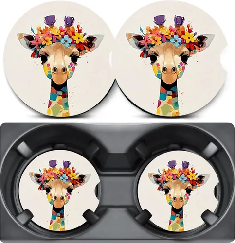 Miniatura 29 de Paquete de 2 posavasos para automóvil para portavasos, posavasos para portavasos de automóvil Trio Cats, tapete de goma antideslizante