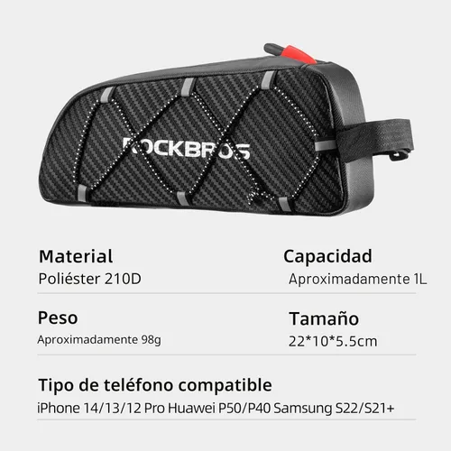 Miniatura 6 de ROCKBROS Bolsa de Tubo Superior para Bicicleta Bolsa de Marco Frontal para Bicicleta Accesorios para Bicicleta Compatible con iPhone 14/13/12 Pro