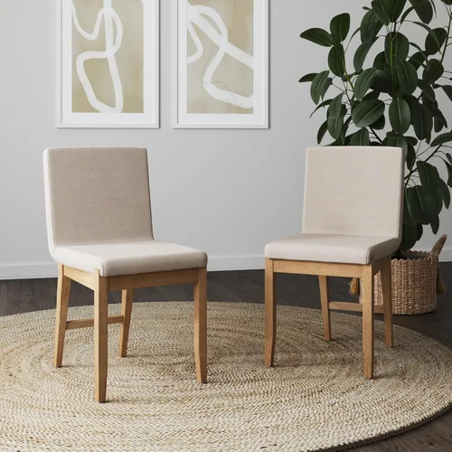 Miniatura 20 de Nathan James Gracie - Silla de comedor moderna, silla de comedor tapizada, lino natural/marrón claro, juego de 4 Lino marrón claro cepillado