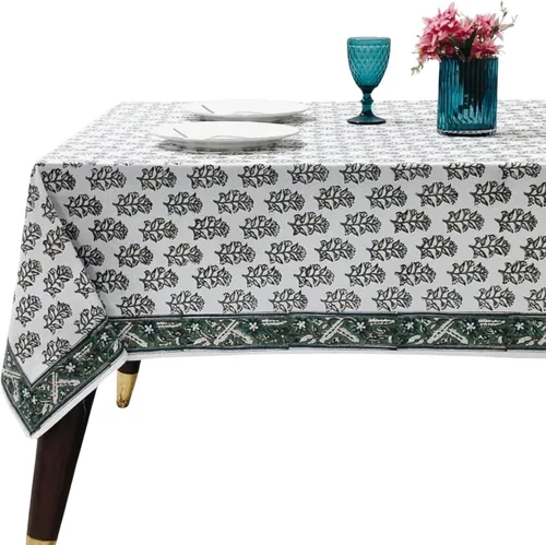 Miniatura 61 de Ridhi - Mantel cuadrado 100% algodón con estampado en bloque, lavable, para Halloween, Acción de Gracias, Navidad, fiestas, bodas, decoración