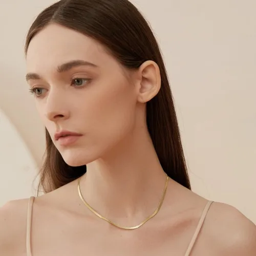 Miniatura 3 de Collar de serpiente en espiga para mujer, joyería de regalo versátil para mujer, chapado en oro de 14 quilates