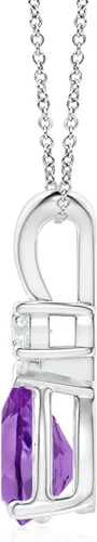 Miniatura 2 de Angara Collar con colgante de lágrima de amatista natural para mujeres, niñas con diamante en plata 925, oro macizo de 14 quilates, platino 950