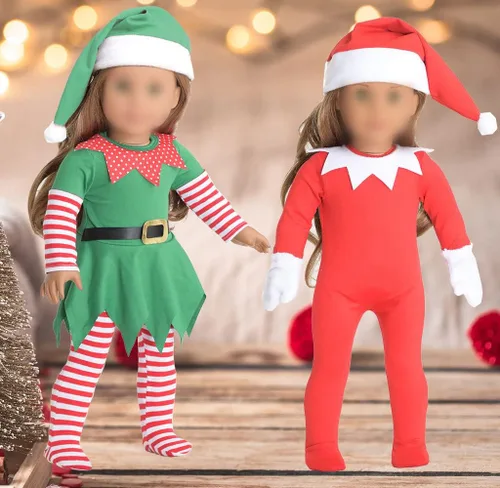 Miniatura 2 de Ropa de muñeca de Navidad de 18 pulgadas, disfraz de elfo de Navidad de 18 pulgadas, trajes de Santa para muñeca de 18 pulgadas