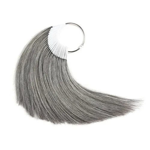 Muestras de cabello para probar color, gris natural, cabello humano natural real, 30 hebras por paquete, 8 pulgadas