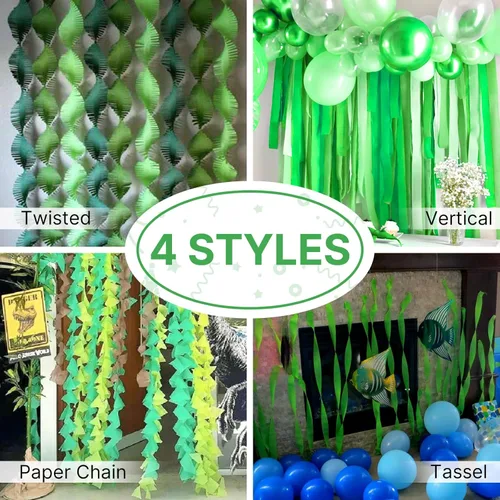 Miniatura 5 de PartyWoo Serpentinas de papel crepé verde, 6 rollos de 492 pies, paquete de papel crepé verde bosque esmeralda cazador para graduación, Navidad