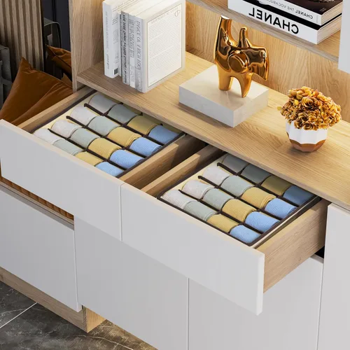 Miniatura 3 de Joyoldelf Organizador de cajones para calcetines, organizador de ropa interior, organizador de 16 celdas de tela, cajas de almacenamiento para Beige