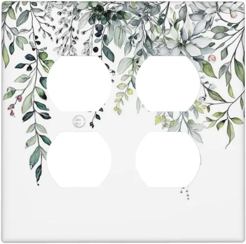 Miniatura 27 de Cubierta decorativa para interruptor de luz, diseño de pájaros y flores florales en blanco y negro, 2 bandas, cubierta decorativa para pared, placa