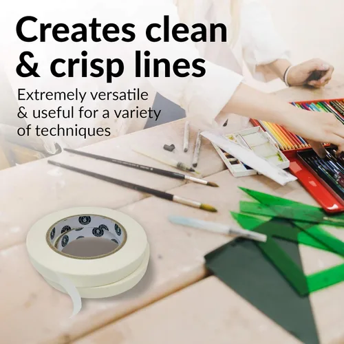 Miniatura 5 de HIPPIE CRAFTER Paquete de 3 cintas blancas para artistas, cinta adhesiva extraíble para papel de acuarela, pintura, dibujo, marco de lienzo, sin