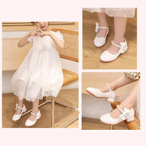 Miniatura 5 de TangDao Zapatos de vestir para niñas, zapatos Mary Jane, zapatos de princesa con lazo, zapatos de tacón para bodas, fiestas, bailes, zapatos planos