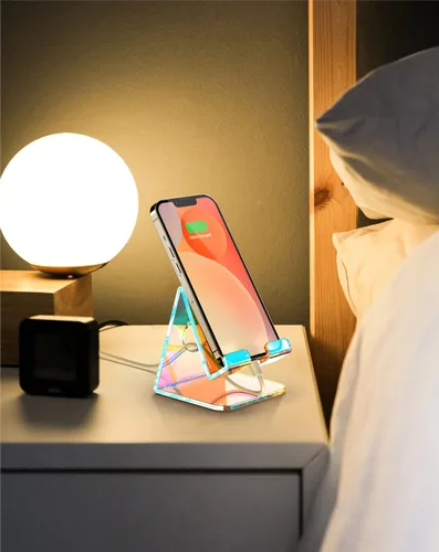 Miniatura 4 de Soporte acrílico para teléfono, soporte transparente para escritorio de oficina, tocador, encimera de cocina, mesita de noche, compatible con iPhone