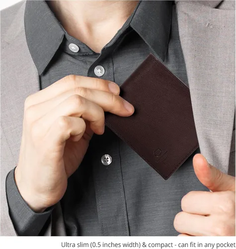 Miniatura 25 de Carteras RFID delgadas para hombres - Cartera de bolsillo frontal de piel genuina