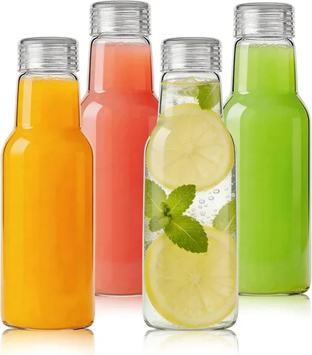 Miniatura 11 de Botellas de agua de vidrio con tapas, botellas de jugo de vidrio de 16 onzas, vasos resellables, tarros de vidrio transparente para almacenamiento