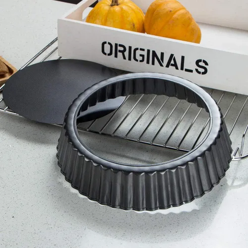 Miniatura 2 de Webake Molde para tartas de 9.5 pulgadas, bandeja para quiche resistente, parte inferior extraíble, antiadherente, para hornear