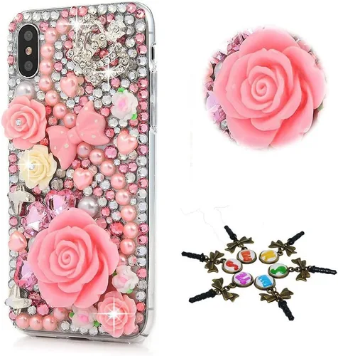 Funda brillante compatible con Samsung Galaxy S20 FE 5G – Elegante funda 3D hecha a mano con diseño de diamantes de imitación de rosas, rosas y
