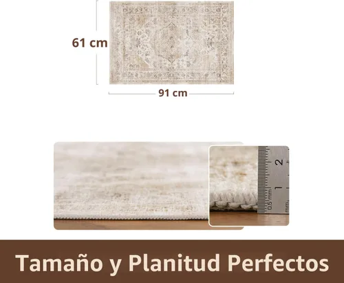 Miniatura 2 de AMOAMI-Alfombra Pequeña 2X3-Alfombras Lavables Tapete de Entrada Interior-Alfombras Suaves Vintage Antideslizantes para Cocina Cuarto de Lavandería