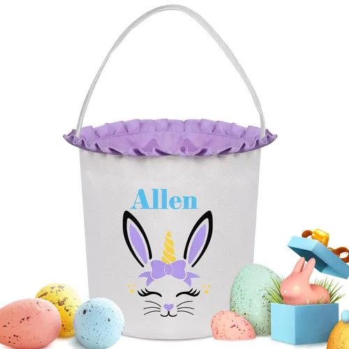 Miniatura 5 de Cestas de Pascua personalizadas para niños y niñas, cestas de conejo de Pascua personalizadas para niños, cesta de caza de huevos de Pascua, regalos