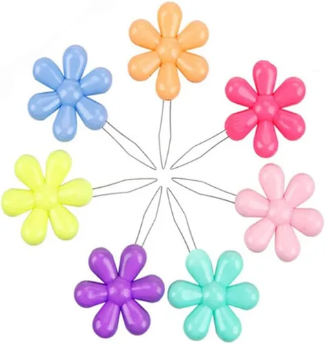 FeiHong Enhebradores de agujas multicolores, 12 piezas de cabeza de flor, enhebradores de agujas de bucle de alambre, herramienta de costura a mano