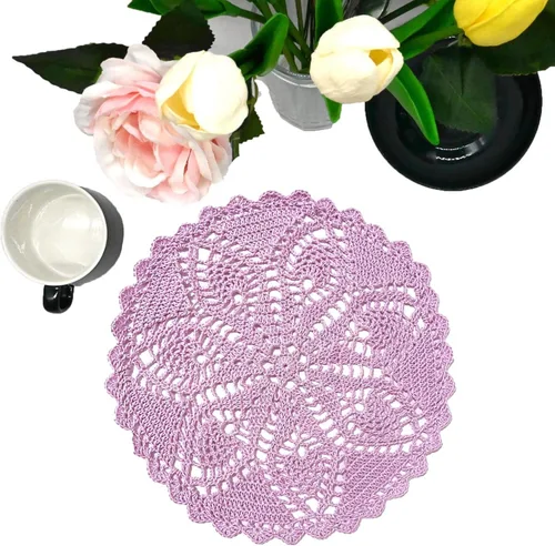 Miniatura 14 de Mantel Individual de Encaje de 11 a 12 Pulgadas Tapetes de Mesa Redondos Hechos a Mano Tapete de Ganchillo Cocina Vajilla Posavasos para Taza