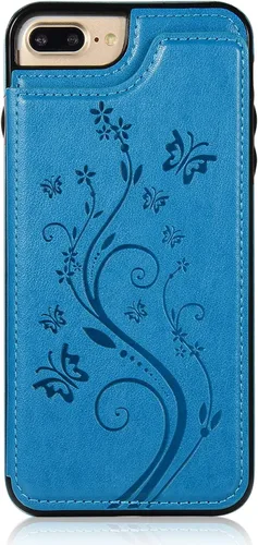 Miniatura 7 de Asuwish Funda de teléfono para iPhone 7plus 8plus 7/8 Plus con protector de pantalla de vidrio templado y tarjetero; funda tipo cartera de cuero