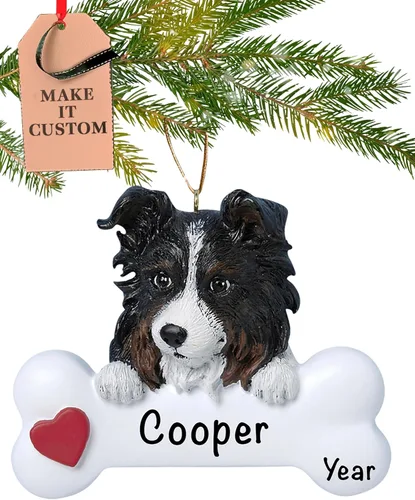 Adorno personalizado de hueso de perro pastor australiano 2025 | Personalización gratuita en 24 horas | Adornos navideños de la primera Navidad del