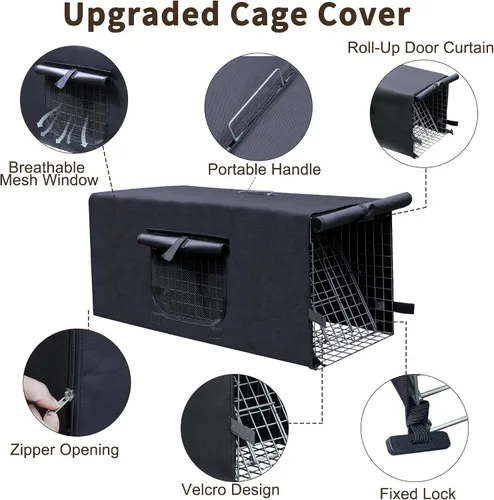 Miniatura 2 de Funda mejorada para jaula de animales vivos con ventana, trampa para gatos callejeros de 32 pulgadas, trampas plegables resistentes con puerta real