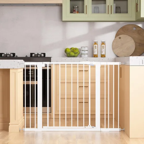 Miniatura 12 de keny Puerta de bebé de 29.7 a 46 pulgadas para escaleras, puertas de perro con cierre automático para puertas, montada a presión, sin perforación