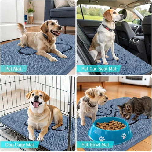 Miniatura 7 de OLANLY - Tapete para puerta, para perro con patas sucias, 30 x 20 pulgadas, felpilla absorbente, diseño de huellas, antideslizante, lavable